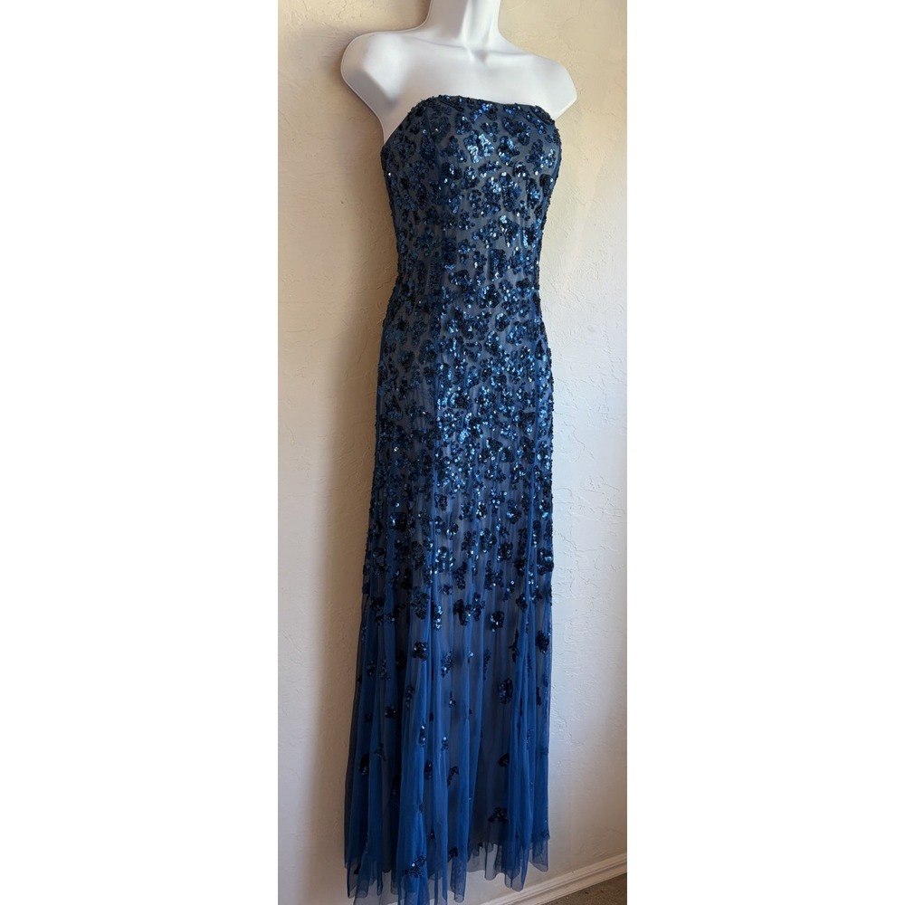 Vintage Y2K Cache Strapless Sequin Mermaid Gown 8 Formal Dress Romantic Tulle - Picture 2 of 11